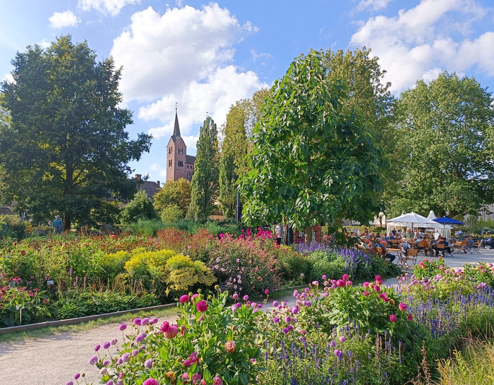 Blick in den Remtergarten in voller Blüte.