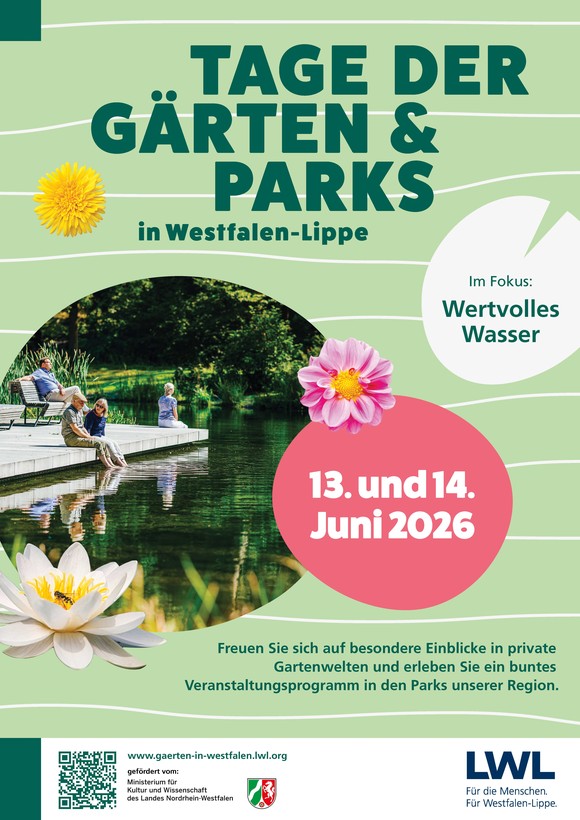 Plakatmotiv 2026 "Tage der Gärten und Parks in Westfalen-Lippe" am 13. und 14. Juni 2026