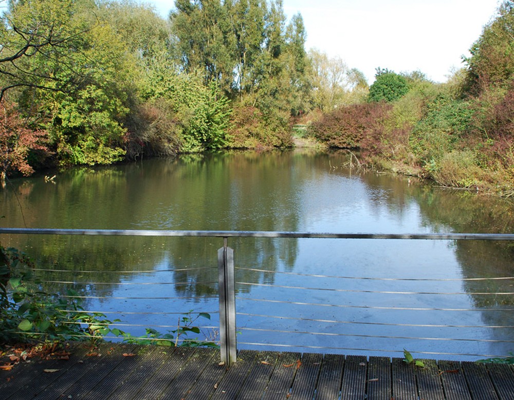 Ein kleiner See an der Alten Ziegelei. Dieser Bereich gehört mit zum Seepark Lünen.