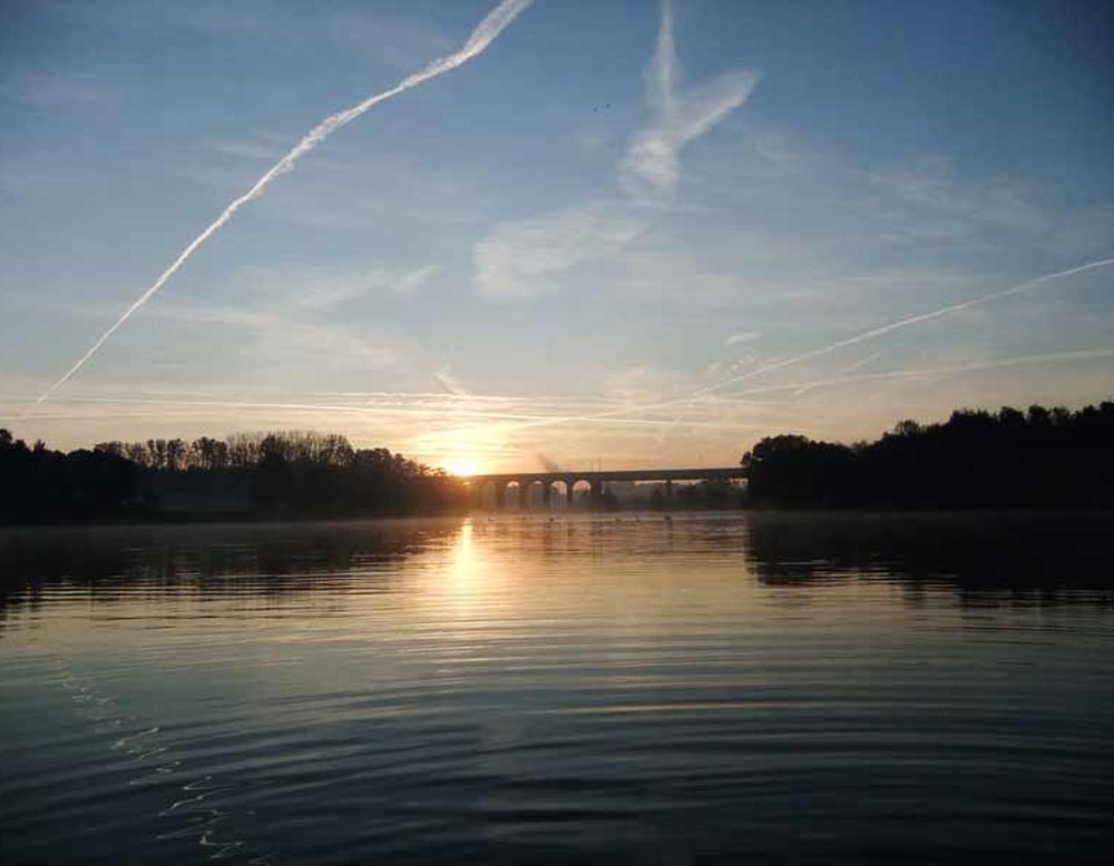 Sonnenuntergang am Obersee in Bielefeld.