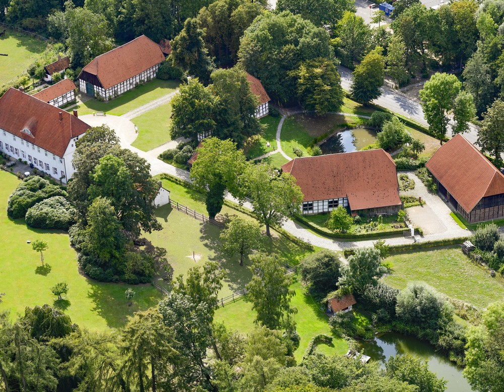 Hiddenhausen, Garten- und Parkanlage Gut Hiddenhausen, Luftaufnahme
