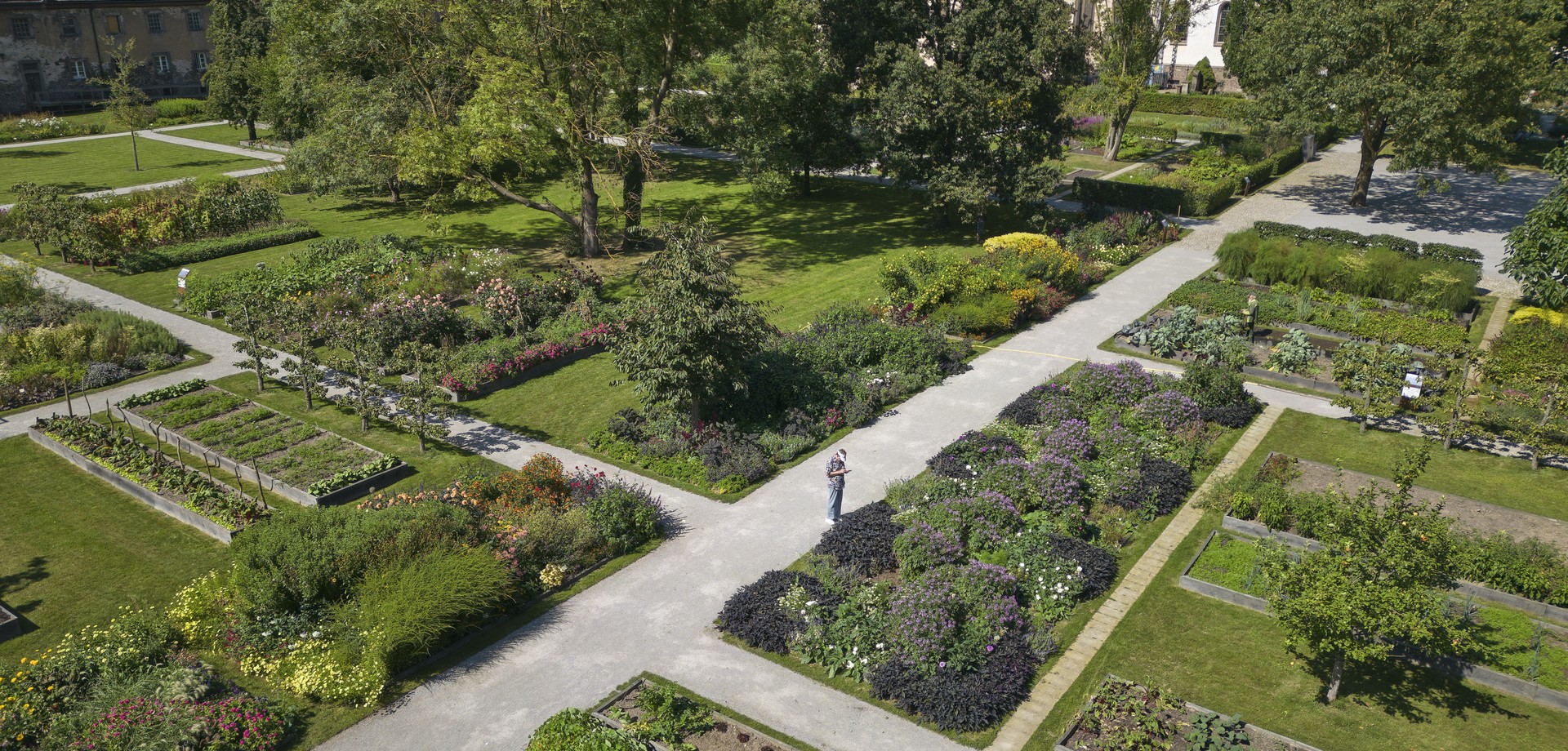 Remtergarten, Höxter, Luftaufnahme auf Wegesystem